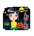 ハロウィン♡黒髪女の子【デカ文字】（個別スタンプ：3）