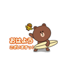 BROWN ＆ FRIENDS ブラウンとサーフィン（個別スタンプ：1）