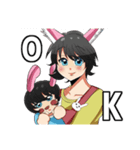うさぎの女の子と子ども(日常)（個別スタンプ：7）