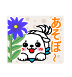 花と子犬 シンプル大人癒しスタンプ（個別スタンプ：8）