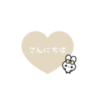 ⬛ウサギ‪✕ハート⬛[❶①❤️]アイボリー（個別スタンプ：3）