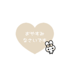 ⬛ウサギ‪✕ハート⬛[❶①❤️]アイボリー（個別スタンプ：22）