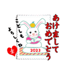 うさぎと一緒に新年を祝う（個別スタンプ：1）