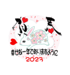 うさぎと一緒に新年を祝う（個別スタンプ：3）