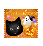 黒猫のハロウィン/大人かわいいかぼちゃ*（個別スタンプ：1）