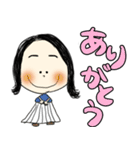 まゆげが太い女の子（個別スタンプ：1）