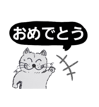 笑っちゃう猫【モノクロ便利】1（個別スタンプ：35）