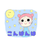 パステルカラー 女の子スタンプ（個別スタンプ：3）