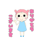 パステルカラー 女の子スタンプ（個別スタンプ：9）