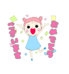 パステルカラー 女の子スタンプ（個別スタンプ：11）