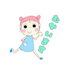 パステルカラー 女の子スタンプ（個別スタンプ：14）