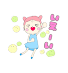 パステルカラー 女の子スタンプ（個別スタンプ：22）