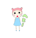 パステルカラー 女の子スタンプ（個別スタンプ：24）
