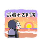 水中ゴミ拾いダイバーのスタンプ 沖縄の海（個別スタンプ：2）
