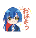 毎日使える！和洋折衷・青髪子の日常会話（個別スタンプ：1）