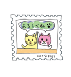 切手風 ねこのスタンプ【冬のスタンプ】（個別スタンプ：16）