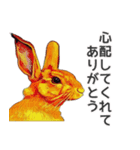 ウサギの油絵スタンプ コンパクトver（個別スタンプ：10）