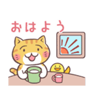 茶トラ猫と鳥さん（日本語）（個別スタンプ：1）