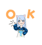 猫の女の子スタンプ（個別スタンプ：1）