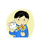 LLくん 冬 男 眼鏡 猫 文字なし（個別スタンプ：1）