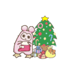 クリスマスと年末年始のご挨拶ももちゃん（個別スタンプ：1）