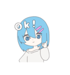 青髪ボブのスタンプ（個別スタンプ：1）