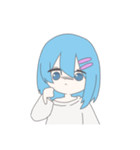 青髪ボブのスタンプ（個別スタンプ：2）