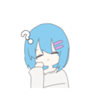 青髪ボブのスタンプ（個別スタンプ：3）