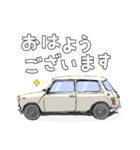 手書き風のクラシックカー(白)です再販（個別スタンプ：1）