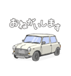 手書き風のクラシックカー(白)です再販（個別スタンプ：2）