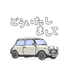 手書き風のクラシックカー(白)です再販（個別スタンプ：4）