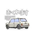 手書き風のクラシックカー(白)です再販（個別スタンプ：16）