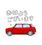 手書き風のクラシックカー(赤)です(再販)（個別スタンプ：1）