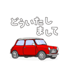 手書き風のクラシックカー(赤)です(再販)（個別スタンプ：4）