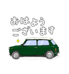 手書き風のクラシックカー(緑)です（個別スタンプ：1）