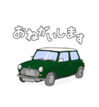 手書き風のクラシックカー(緑)です（個別スタンプ：2）