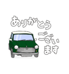 手書き風のクラシックカー(緑)です（個別スタンプ：3）