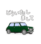 手書き風のクラシックカー(緑)です（個別スタンプ：4）