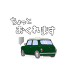 手書き風のクラシックカー(緑)です（個別スタンプ：15）