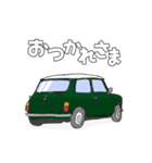 手書き風のクラシックカー(緑)です（個別スタンプ：21）