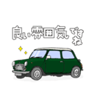 手書き風のクラシックカー(緑)です（個別スタンプ：22）