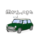 手書き風のクラシックカー(緑)です（個別スタンプ：24）