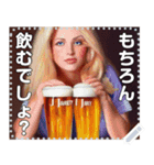 【酒と女】ビールと金髪美女（個別スタンプ：8）