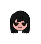 表情豊かな黒髪ロング女子5（個別スタンプ：35）