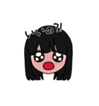表情豊かな黒髪ロング女子5(文字有ver)（個別スタンプ：3）