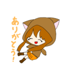 猫パーカースタンプ(イラスト女の子)（個別スタンプ：2）