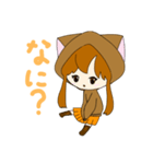 猫パーカースタンプ(イラスト女の子)（個別スタンプ：5）