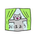 灰色にゃんこ（挨拶・気持ち）（個別スタンプ：1）