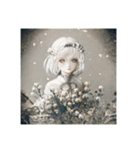 花に囲まれた白髪少女⑥（個別スタンプ：15）