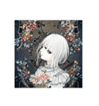 花に囲まれた白髪少女⑦（個別スタンプ：19）